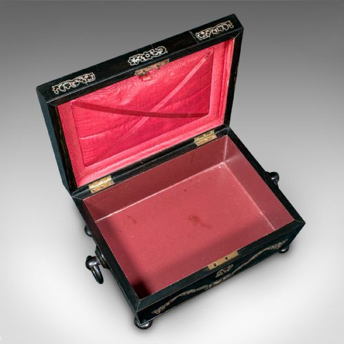 ANTIQUE KEEPSAKE BOX ENGLISH COROMANDEL INLAID STATIONERY CASE REGENCY 1830 - ADDITIONAL PHOTO 8