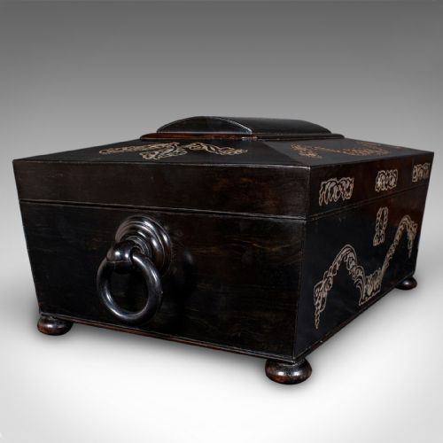 ANTIQUE KEEPSAKE BOX ENGLISH COROMANDEL INLAID STATIONERY CASE REGENCY 1830 - ADDITIONAL PHOTO 9