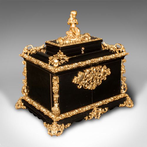 fig 1. Antique Cigar Humidor, Continental, Ebonised, Petit Corona Case, Victorian, 1860