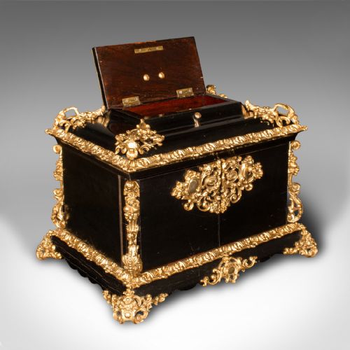 fig 2. Antique Cigar Humidor, Continental, Ebonised, Petit Corona Case, Victorian, 1860