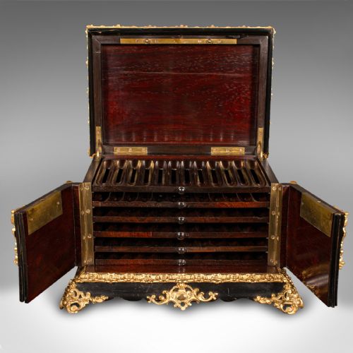 fig 3. Antique Cigar Humidor, Continental, Ebonised, Petit Corona Case, Victorian, 1860