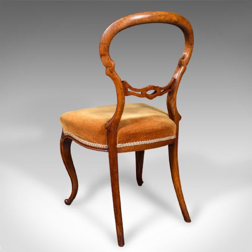 fig 2. Pair Of Antique Side Chairs, English, Walnut, Buckle Back Seat, Early Victorian