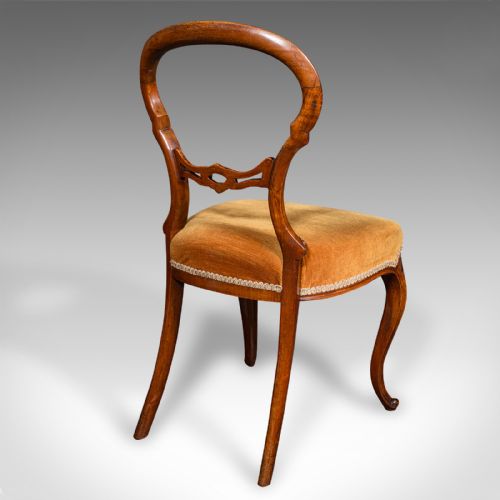 fig 5. Pair Of Antique Side Chairs, English, Walnut, Buckle Back Seat, Early Victorian
