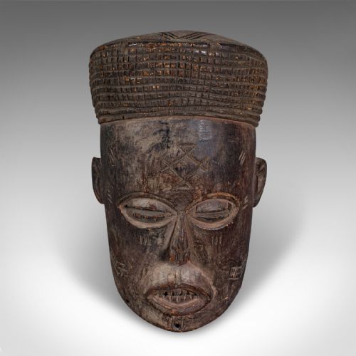 fig 1. Antique Chokwe Mask, Central African, Carved Hardwood, Tribal, Victorian, C.1900