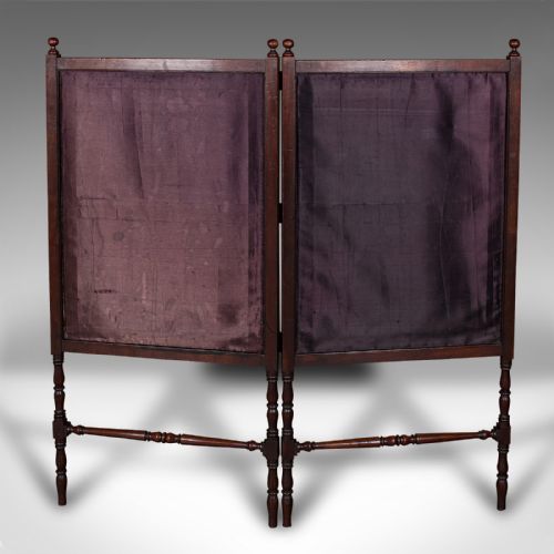 fig 5. Antique Bi-fold Decorative Screen, English, Walnut, Silk, Divider, Victorian