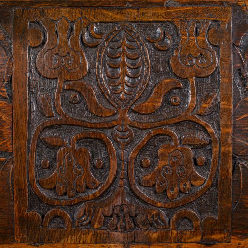 ANTIQUE VERGER'S BIBLE BOX ENGLISH OAK CARVED ECCLESIASTICAL WILLIAM III - ADDITIONAL PHOTO 8