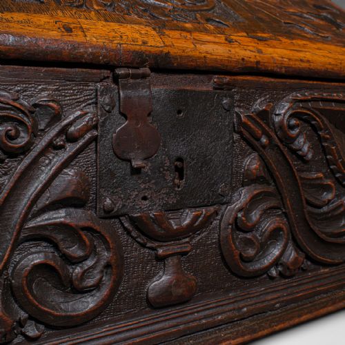 ANTIQUE VERGER'S BIBLE BOX ENGLISH OAK CARVED ECCLESIASTICAL WILLIAM III - ADDITIONAL PHOTO 9