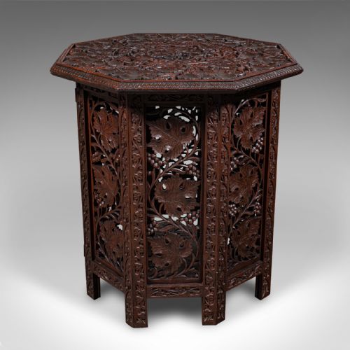 fig 1. Antique Folding Colonial Tea Table, Indian Teak, Occasional, Campaign, Victorian