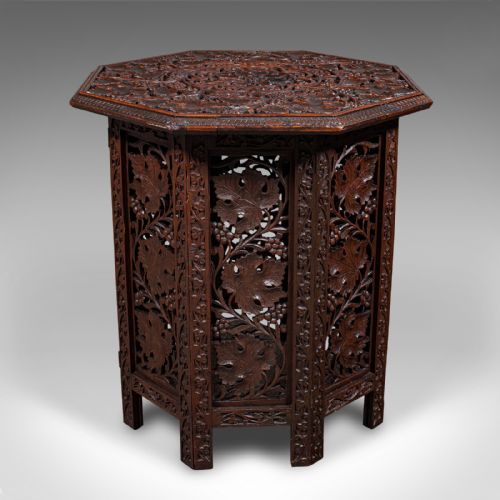 fig 2. Antique Folding Colonial Tea Table, Indian Teak, Occasional, Campaign, Victorian