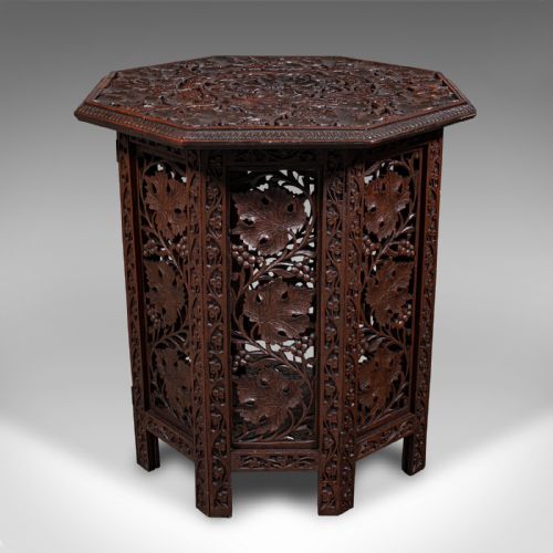 fig 3. Antique Folding Colonial Tea Table, Indian Teak, Occasional, Campaign, Victorian