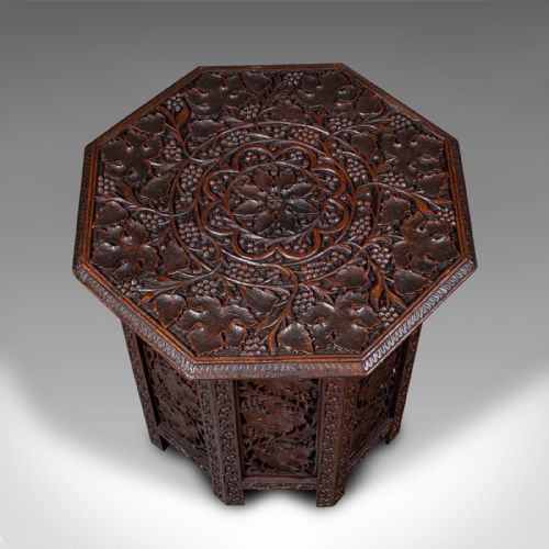 fig 4. Antique Folding Colonial Tea Table, Indian Teak, Occasional, Campaign, Victorian