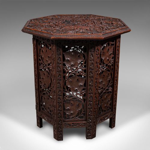 fig 5. Antique Folding Colonial Tea Table, Indian Teak, Occasional, Campaign, Victorian