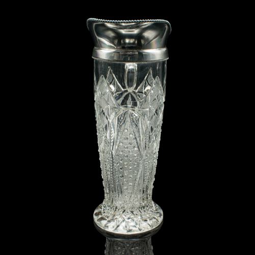 ANTIQUE CUT GLASS CORDIAL EWER ENGLISH SILVER PLATE SERVING JUG EDWARDIAN - ADDITIONAL PHOTO 4