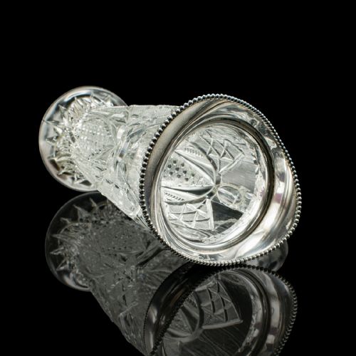 ANTIQUE CUT GLASS CORDIAL EWER ENGLISH SILVER PLATE SERVING JUG EDWARDIAN - ADDITIONAL PHOTO 5