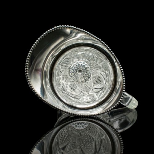 ANTIQUE CUT GLASS CORDIAL EWER ENGLISH SILVER PLATE SERVING JUG EDWARDIAN - ADDITIONAL PHOTO 6