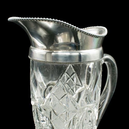 ANTIQUE CUT GLASS CORDIAL EWER ENGLISH SILVER PLATE SERVING JUG EDWARDIAN - ADDITIONAL PHOTO 7