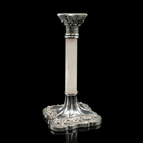 PAIR OF ANTIQUE MANTLEPIECE CANDLESTICKS ENGLISH SILVER PLATE VICTORIAN 1900 - ADDITIONAL PHOTO 3