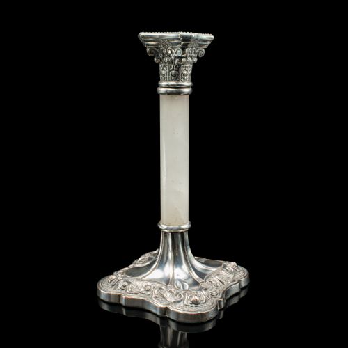 PAIR OF ANTIQUE MANTLEPIECE CANDLESTICKS ENGLISH SILVER PLATE VICTORIAN 1900 - ADDITIONAL PHOTO 4