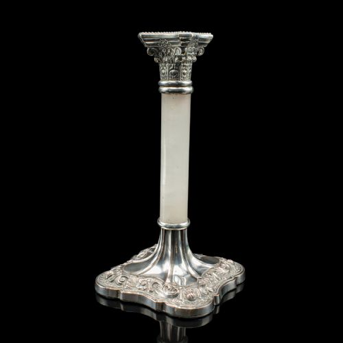 PAIR OF ANTIQUE MANTLEPIECE CANDLESTICKS ENGLISH SILVER PLATE VICTORIAN 1900 - ADDITIONAL PHOTO 5