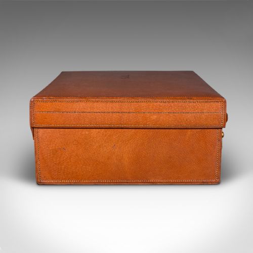 ANTIQUE GENTLEMAN'S TRAVEL CASE ENGLISH LEATHER SUITCASE HARRODS EDWARDIAN - ADDITIONAL PHOTO 2