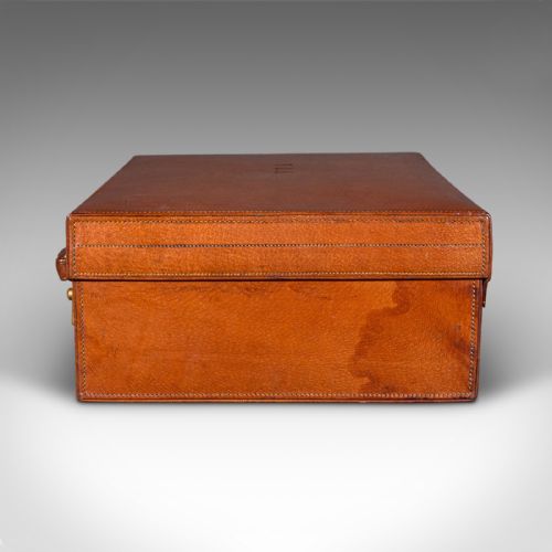 ANTIQUE GENTLEMAN'S TRAVEL CASE ENGLISH LEATHER SUITCASE HARRODS EDWARDIAN - ADDITIONAL PHOTO 3