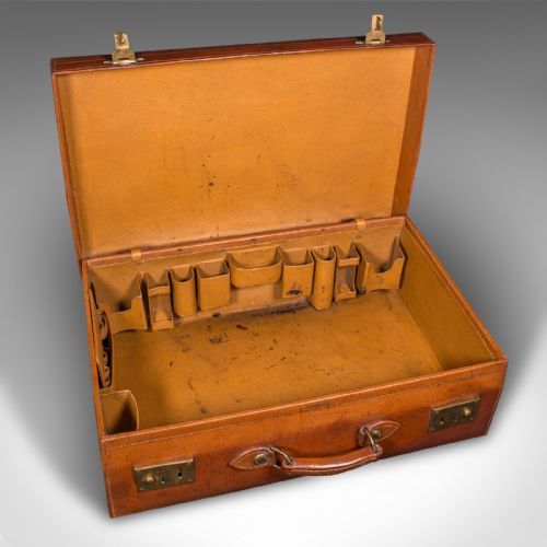 ANTIQUE GENTLEMAN'S TRAVEL CASE ENGLISH LEATHER SUITCASE HARRODS EDWARDIAN - ADDITIONAL PHOTO 9