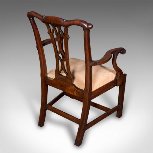PAIR OF ANTIQUE MORNING ROOM ELBOW CHAIRS ENGLISH CHIPPENDALE TASTE VICTORIAN - ADDITIONAL PHOTO 4