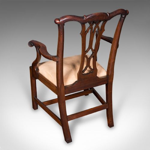 PAIR OF ANTIQUE MORNING ROOM ELBOW CHAIRS ENGLISH CHIPPENDALE TASTE VICTORIAN - ADDITIONAL PHOTO 5