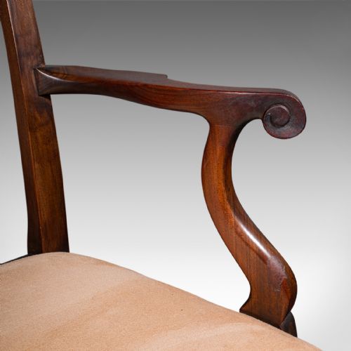 PAIR OF ANTIQUE MORNING ROOM ELBOW CHAIRS ENGLISH CHIPPENDALE TASTE VICTORIAN - ADDITIONAL PHOTO 8