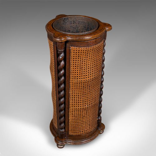 ANTIQUE CYLINDRICAL STICK STAND ENGLISH OAK RECEPTION UMBRELLA EDWARDIAN - ADDITIONAL PHOTO 1