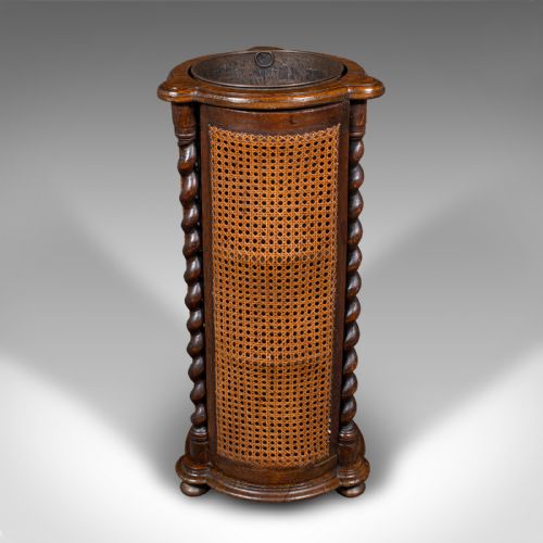 ANTIQUE CYLINDRICAL STICK STAND ENGLISH OAK RECEPTION UMBRELLA EDWARDIAN - ADDITIONAL PHOTO 2