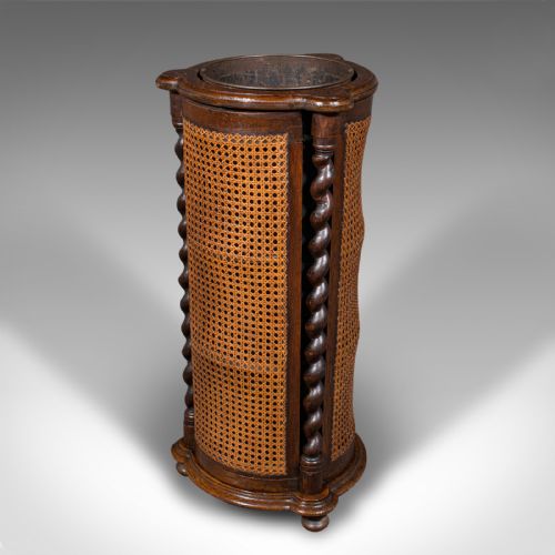 ANTIQUE CYLINDRICAL STICK STAND ENGLISH OAK RECEPTION UMBRELLA EDWARDIAN - ADDITIONAL PHOTO 3