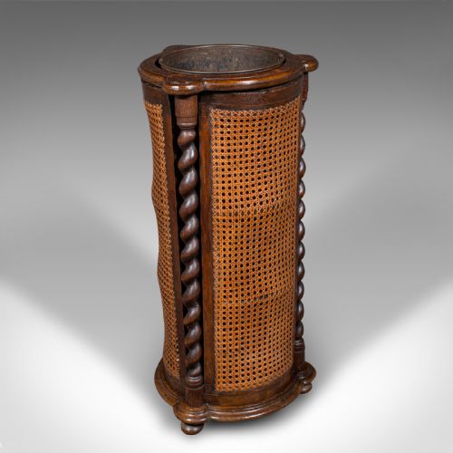 ANTIQUE CYLINDRICAL STICK STAND ENGLISH OAK RECEPTION UMBRELLA EDWARDIAN - ADDITIONAL PHOTO 5