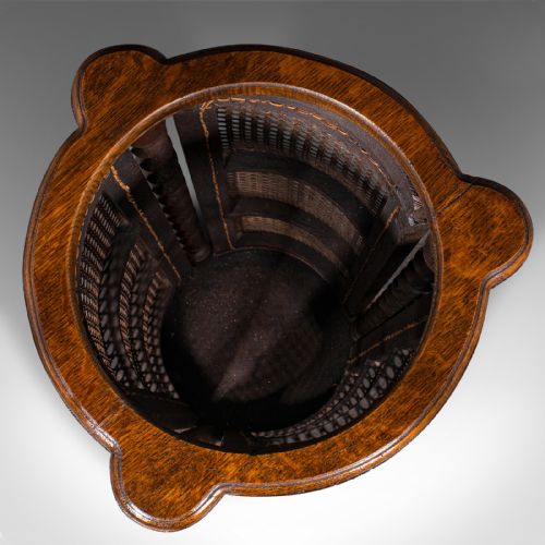 ANTIQUE CYLINDRICAL STICK STAND ENGLISH OAK RECEPTION UMBRELLA EDWARDIAN - ADDITIONAL PHOTO 9