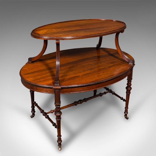 ANTIQUE DISPLAY SERVING TABLE ENGLISH TWO TIER BUTLER'S BUFFET STAND REGENCY