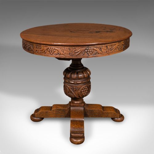 fig 1. Antique Centre Table, English, Carved Oak, Gothic Revival, Victorian, Circa 1890