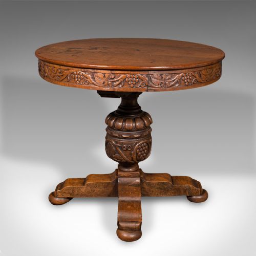 fig 3. Antique Centre Table, English, Carved Oak, Gothic Revival, Victorian, Circa 1890