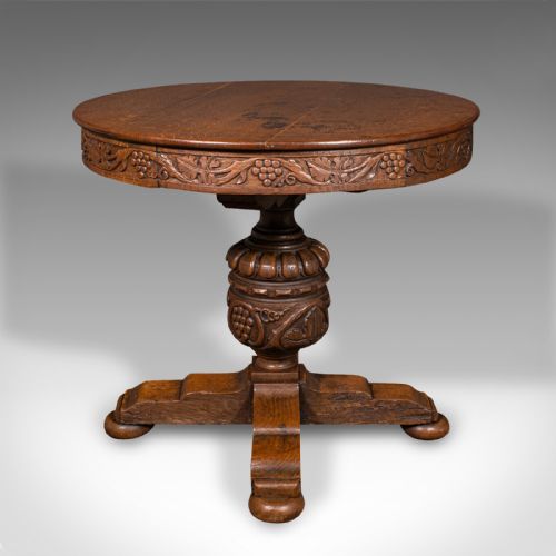 fig 4. Antique Centre Table, English, Carved Oak, Gothic Revival, Victorian, Circa 1890