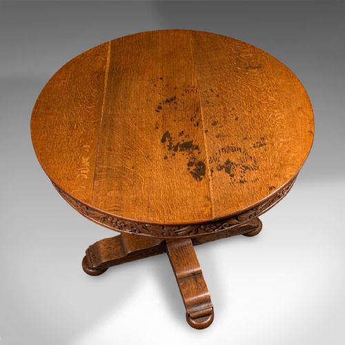 fig 5. Antique Centre Table, English, Carved Oak, Gothic Revival, Victorian, Circa 1890