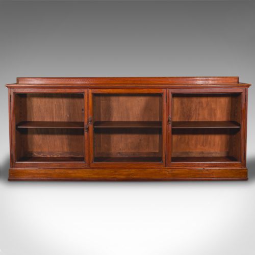 7' WIDE ANTIQUE MUSEUM BOOKCASE GLAZED LIBRARY CABINET EARLY VICTORIAN C1840 - ADDITIONAL PHOTO 1