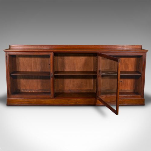 7' WIDE ANTIQUE MUSEUM BOOKCASE GLAZED LIBRARY CABINET EARLY VICTORIAN C1840 - ADDITIONAL PHOTO 3