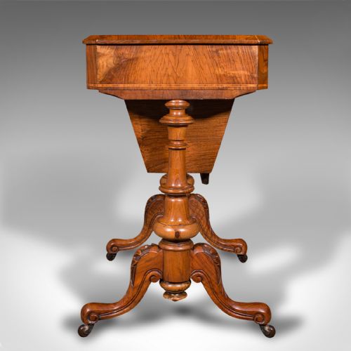 fig 5. Antique Sewing Table, English, Burr Walnut, Ladies Work Box, Victorian, C.1840