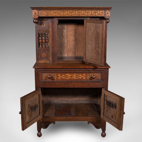 fig 2. Small Antique Court Cabinet, English, Oak, Side Cupboard, Petite, Rare, Revival