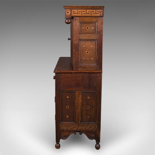 fig 5. Small Antique Court Cabinet, English, Oak, Side Cupboard, Petite, Rare, Revival