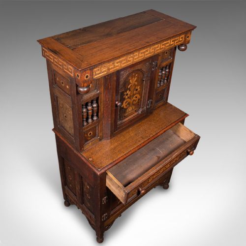 fig 6. Small Antique Court Cabinet, English, Oak, Side Cupboard, Petite, Rare, Revival