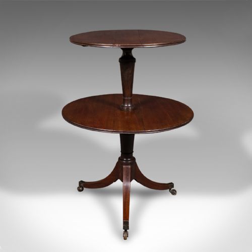 ANTIQUE FOLDING DUMB WAITER ENGLISH TWO TIER SERVING STAND GEORGIAN C1800 - ADDITIONAL PHOTO 2