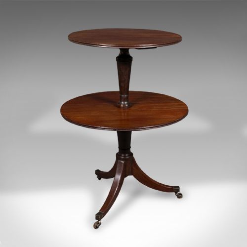 ANTIQUE FOLDING DUMB WAITER ENGLISH TWO TIER SERVING STAND GEORGIAN C1800 - ADDITIONAL PHOTO 3