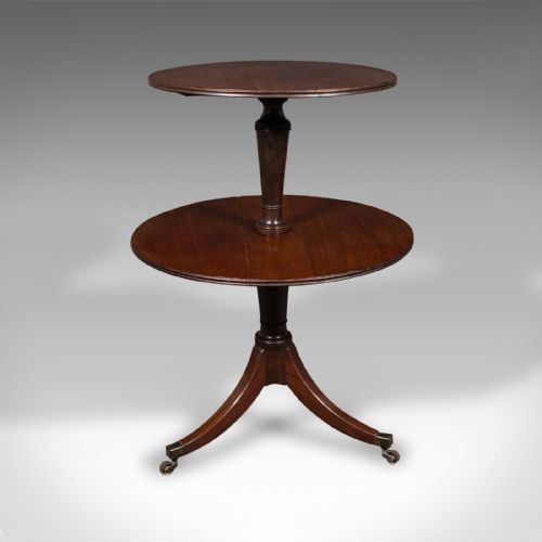 ANTIQUE FOLDING DUMB WAITER ENGLISH TWO TIER SERVING STAND GEORGIAN C1800 - ADDITIONAL PHOTO 4