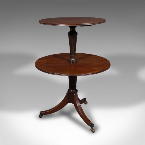 ANTIQUE FOLDING DUMB WAITER ENGLISH TWO TIER SERVING STAND GEORGIAN C1800 - ADDITIONAL PHOTO 5