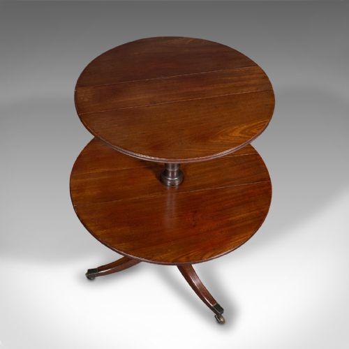 ANTIQUE FOLDING DUMB WAITER ENGLISH TWO TIER SERVING STAND GEORGIAN C1800 - ADDITIONAL PHOTO 6